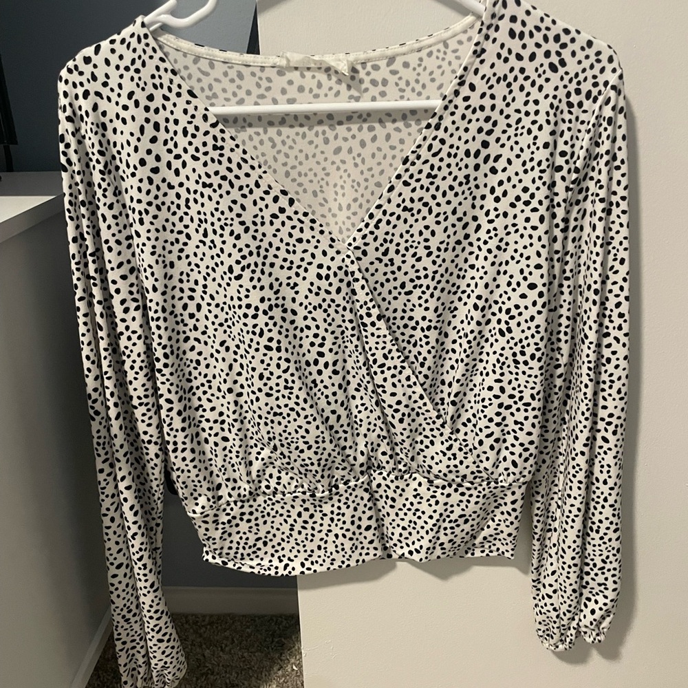 Lush Black and White Spotted Blouse
